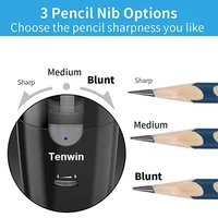 Tenwin Electric Auto Pencil Sharpener Safe Student Helical Steel Blade Sharpener for Artists Kids Adults Colored Pencils 3