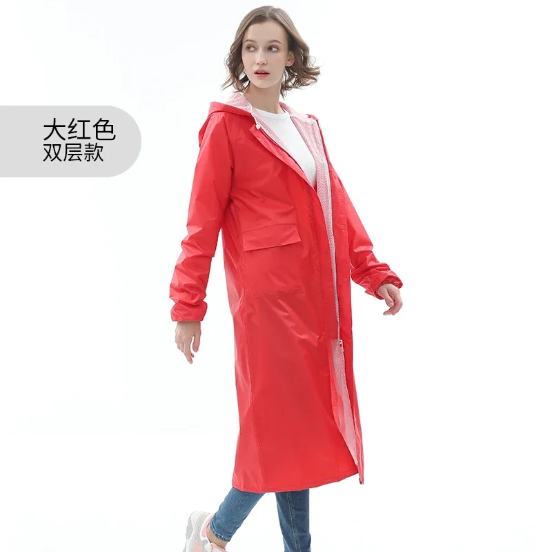 Anoraks lange regenjas voor dames, ideaal voor outdoor-activiteiten, ideaal full-body regenkleding voor kamperen, wandelen en werken met verstelbare capuchon, Zwart, L