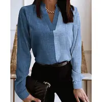 Elegant Retro Women's Long Sleeved Shirt V-neck Lace Fashionable Top for Ladies - Image 4