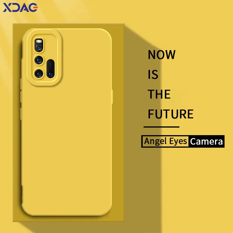 

Luxury Angel Eyes Square Liquid Silicone Phone Case for VIVO iQOO 3 iQOO3 5G 360 Soft Shockproof Mobile Back Cover Cute Housing