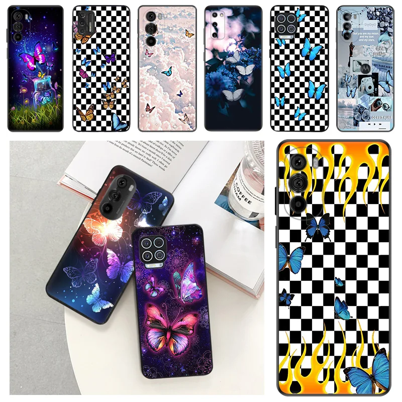 Custodie Per Telefoni Per Moto G73 G53 G72 G52 Gstylus G8 G9 G200 Edge 40 30 20 Lite Blue Flower Pink Butterfly Black Soft Anti-Drop Cover