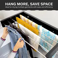 80cm Wall Mounted Laundry Drying Rack White Metal Clothes Drying Rack 5 Rods Space Saving Laundry Racks for Drying Towel Shoes 2