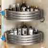 1-2PCS Bathroom Corner Shelf with Hook Towel Bar No Drill Space Aluminum Shower Storage Rack Bathroom Organizer 2