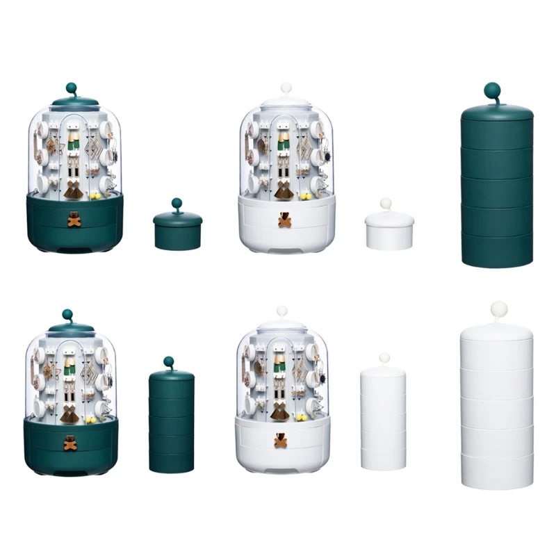 Multipurpose 360 Rotating Jewelry Cosmetic Storage Box Display Holder