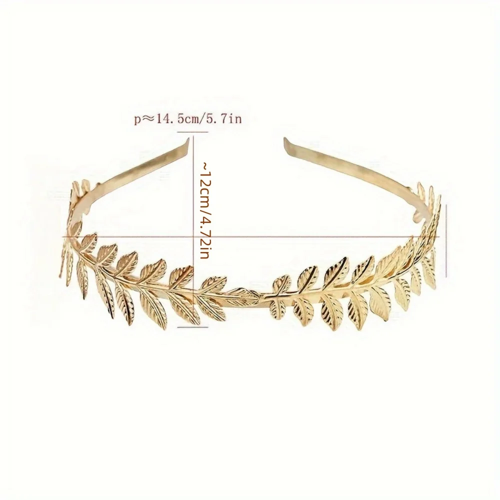 Elegant Solid Color Leaves Hairband! Non-Slip Design, New Gold Leaf Decoration, Retro Baroque Style.