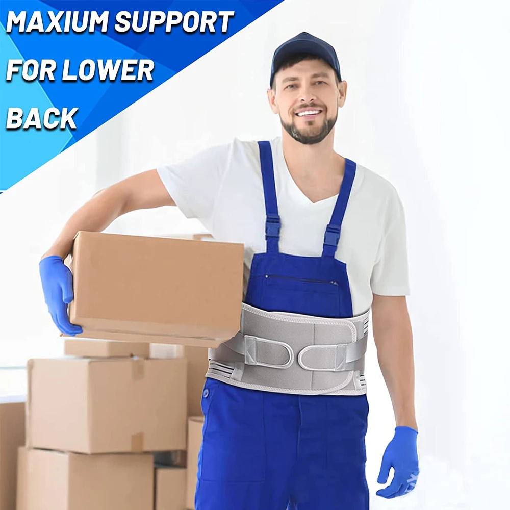 Back Brace for Men Women Lower Back Pain Relief with 6 Stays Adjustable Support Belt for Work Anti-skid Lumbar Support