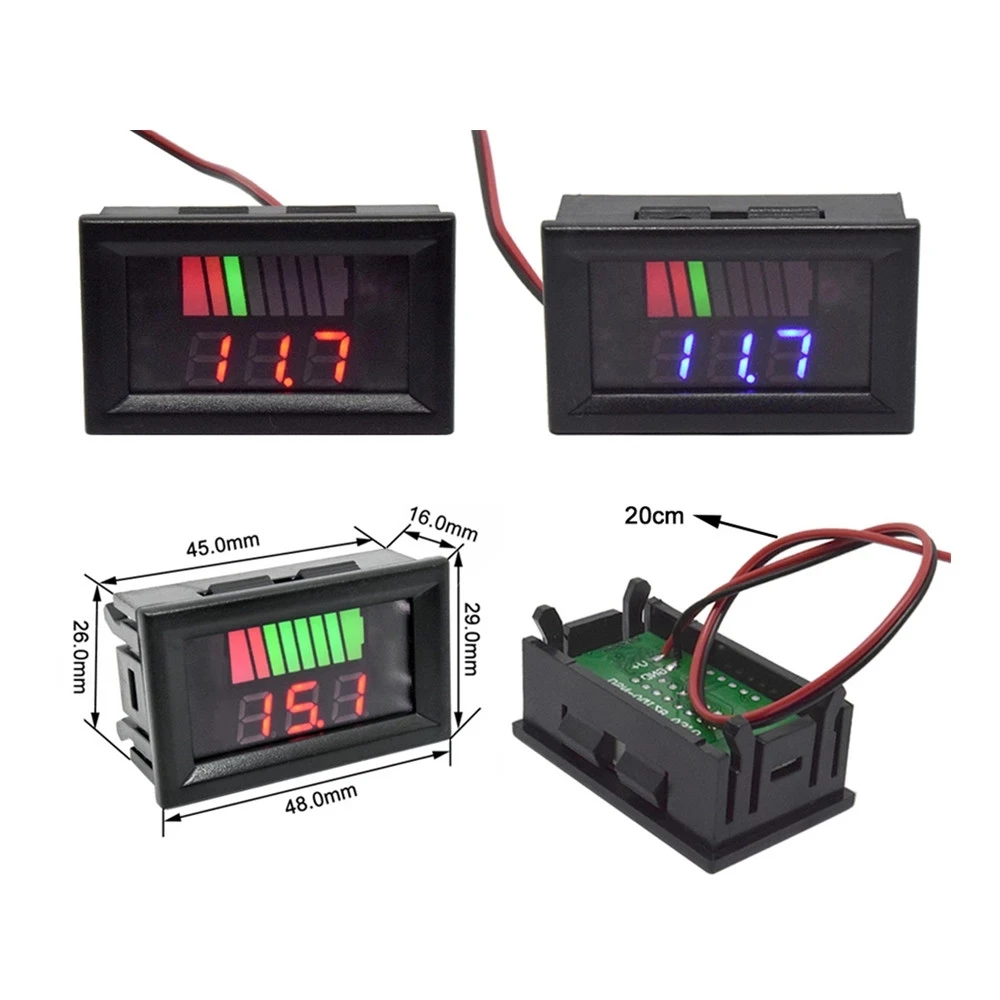 Car Battery Charge Level Indicator 12V 24V 36V 48V 60V 72V Lithium Battery Capacity Meter Test Display LED Tester Voltmeter best budget oscilloscope