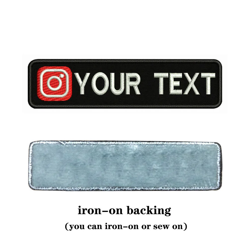 Instagram Logo 10X2.5cm Embroidery Custom Name Text Patch Stripes Badge Iron On Or Velcros Patches 