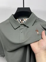 Marque de luxe broderie manches courtes polo shirt hommes Summer Golf tops haut de gamme soie coton respirant mode affaires Casual Paul t - shirt 5