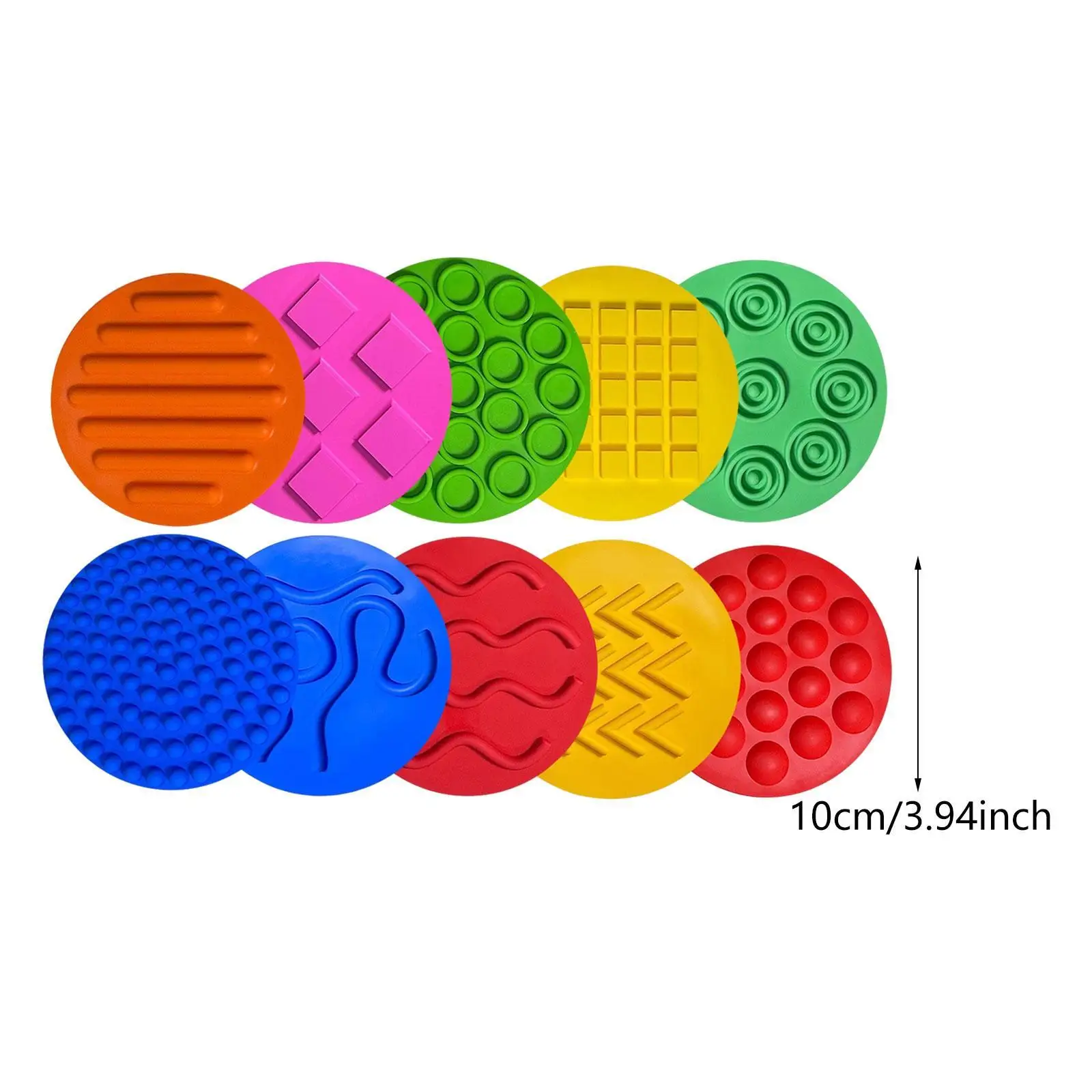 10x Sensory Silicone Mats Sensory Toys Textured Early Learning Play Sensory Discs Mat for Children Boys Girls Activity Game Home