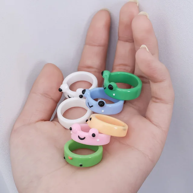 2PCs Kawaii Lovers Frog Rings 5