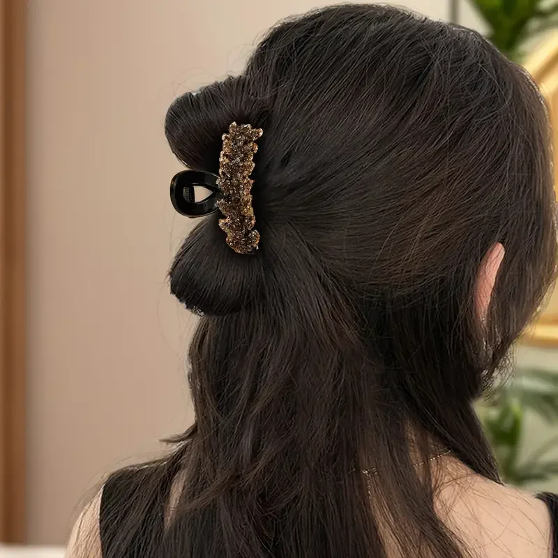 Elegant 4-piece set of colorful rhinestone half woven hair clips, high-end temperament side and bangs clip women's hair clip 2
