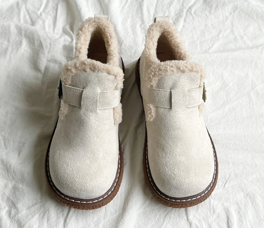 

Metal buckle Snow Boots Women's Autumn Winter Plush And Thick Cotton Shoes Wool Insulation Cotton Shoes Women's Short Boots