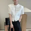 FA647 2024 Summer New Women's Short sleeved T-shirt with Unique Design, Folded Zipper Round Neck Short sleeved Top 3
