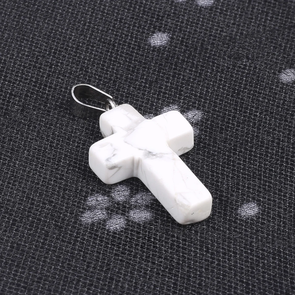 10PCS Natural Stone White Turquoise Cross shaped Pendant Christian Jewelry Making DIY Necklace Earrings Accessories Gift 2