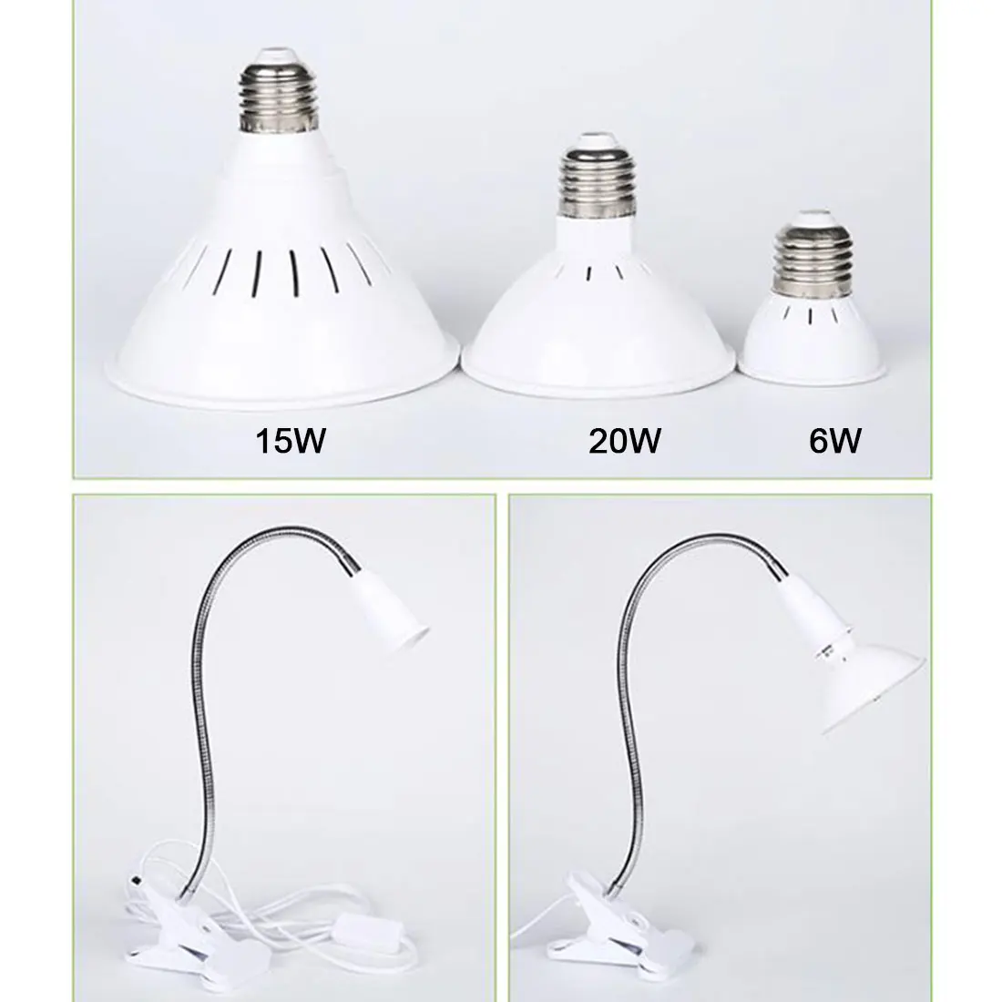 1/2 Heads 6W 15W 20W LED Grow Light E27 Phyto Lamp for Plants Moveable Plant Clip Lamp for Seeds Flower Growing Tent