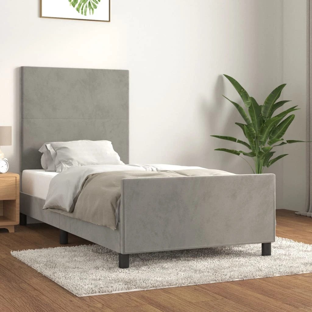 Bed with HeadBed light gray 100x200 cm Velvet| - AliExpress