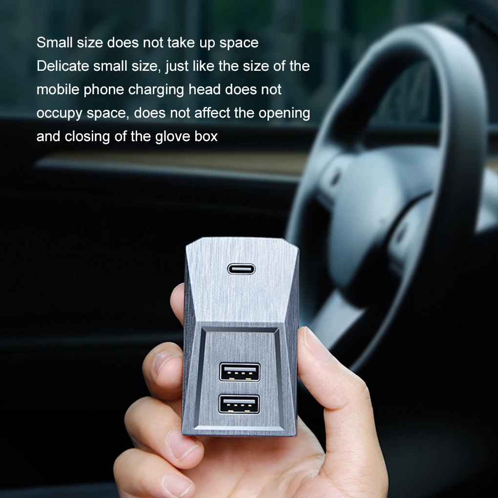 USB Hub Glovebox For Tesla Model 3 Y Highland 2024 2023 2022 Digital Display Splitter Glove Box Docking Station Data Tansmission