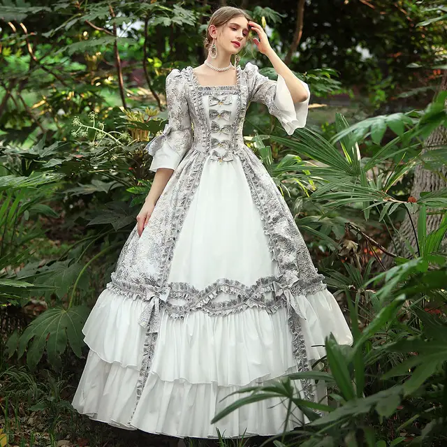Floral Jacquard Renaissance Victorian Dress Women Colonial Civil War Ball  Gown Theater Costume - Dresses - AliExpress