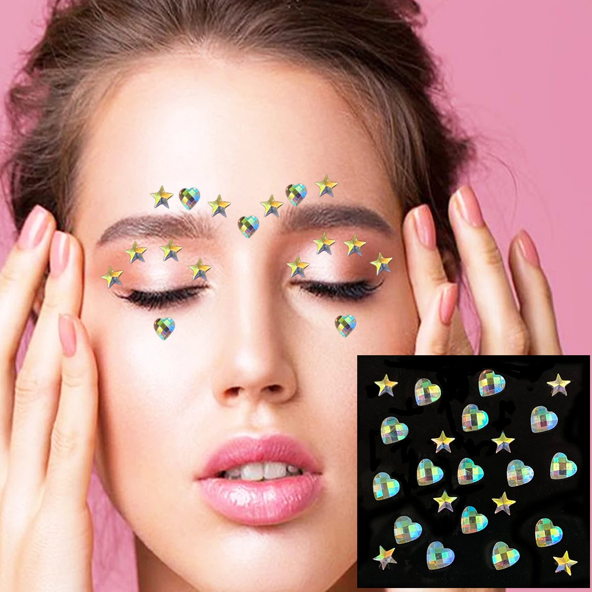 Colorful Star Heart Face Jewels Eye Eyeshadow Water Drop Tears Gems Makeup  Sticker Flash Pearl Dots Jewelry Halloween Decoration - Temporary Tattoos -  AliExpress