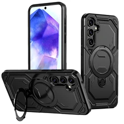 Heavy-Duty Shockproof Case with Magnetic Ring Stand and Car Mount Compatibility for Galaxy A05S (RDk-Black)