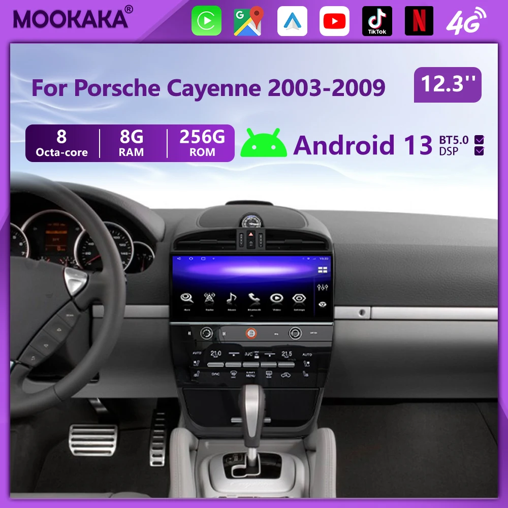 Autoradio Android 13 Per Porsche Cayenne 2003-2010 - 9 Pollici, Wireless Carplay, GPS, WiFi, Telecamera Posteriore - Foto 2