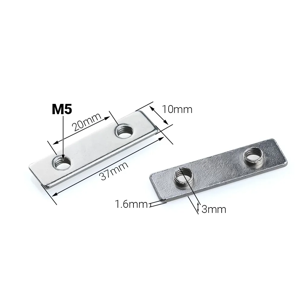 20Pcs M5 Tee Nut Zinc Plated Double T-Nut for V-Slot Aluminum Profile Linear Rail