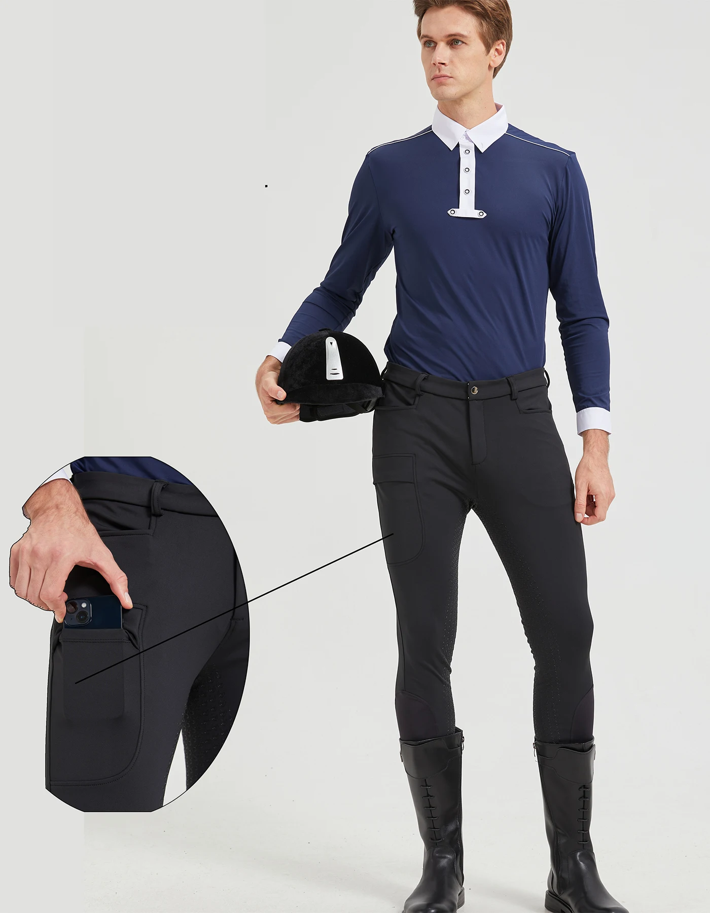 Professional Men's Equestrian Pants Full Silicone Anti-Slip Horse Riding Sports Pants Elastic Quick-Dry Horseback Riding horse riding pants