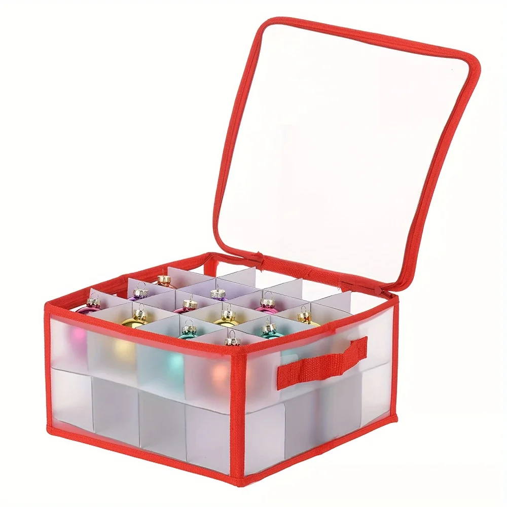Description Picture 4 of item1PC Translucent PP Christmas Ornament Storage Box 64 Grids Christmas Ball Storage Containers Holiday Xmas Ornaments Organizer