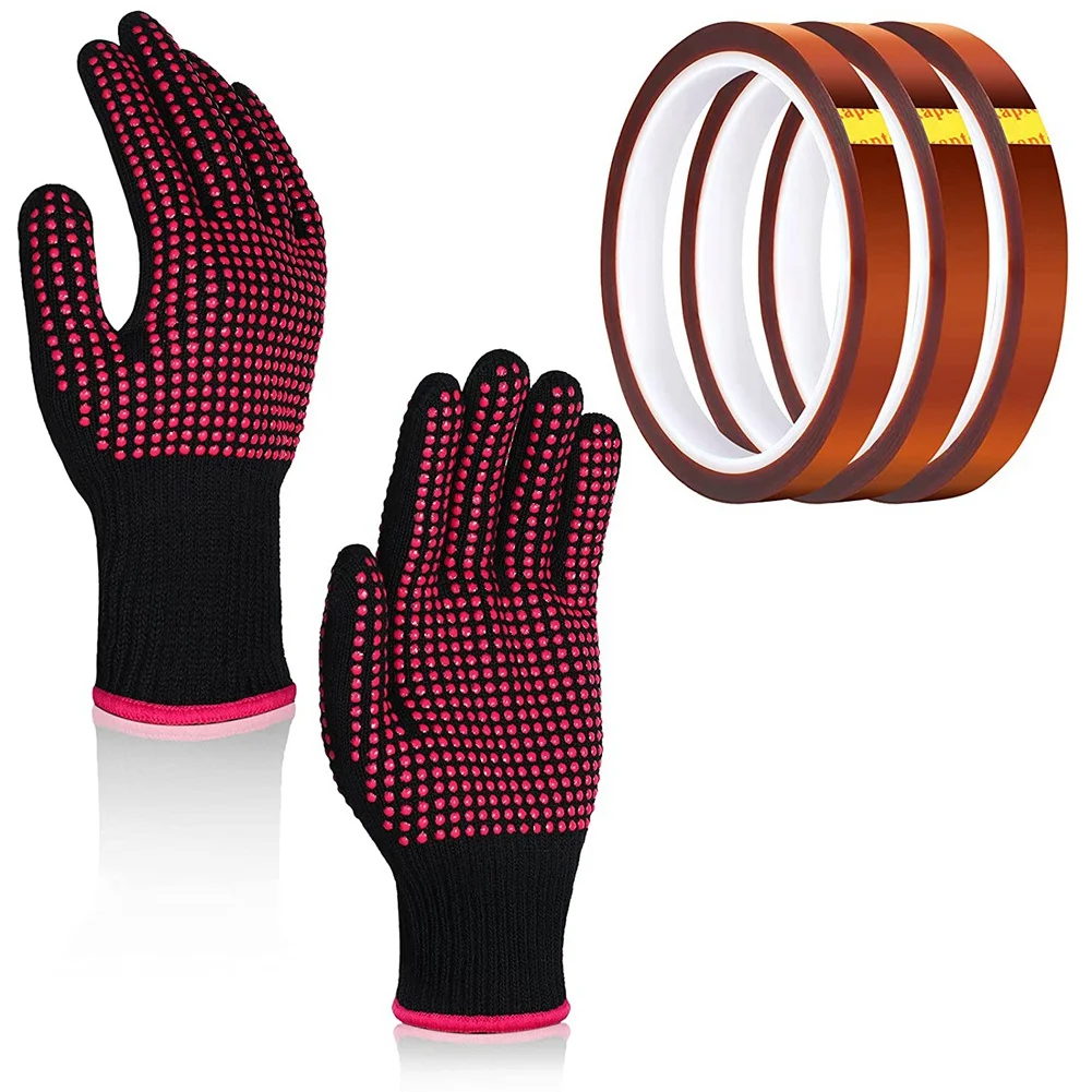Heat Resistant Gloves and 3 Rolls 10mm X33M 108Ft Heat Press Tape