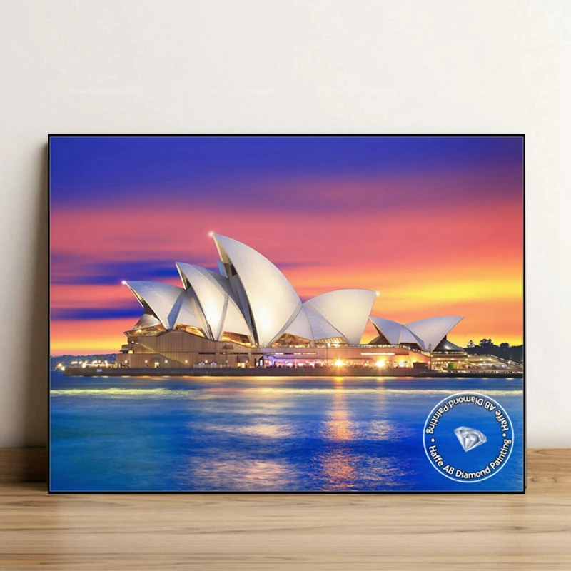 Sydney Opera House Australia Landscape AB Diamond Art Painting Full Drills Cross Stitch Harbour Bridge Cityscape Home Decor