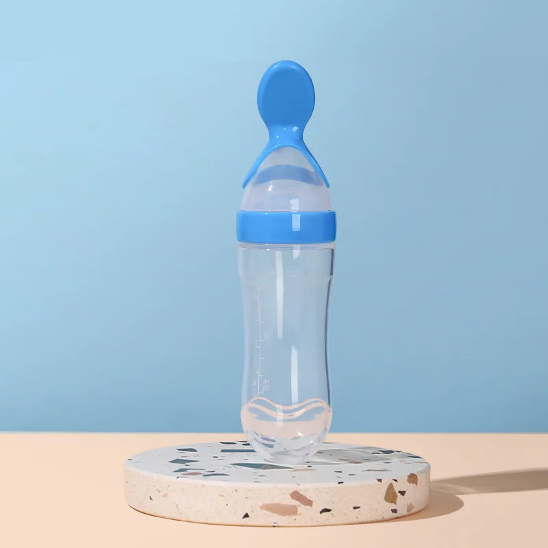 Silicone Milk Bottle Baby Rice Cereal Bottle Squeeze Spoon Children's Food Supplement