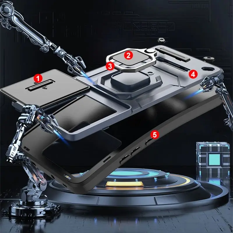 Enhanced Protective Sliding Camera Case with Magnetic Holder
