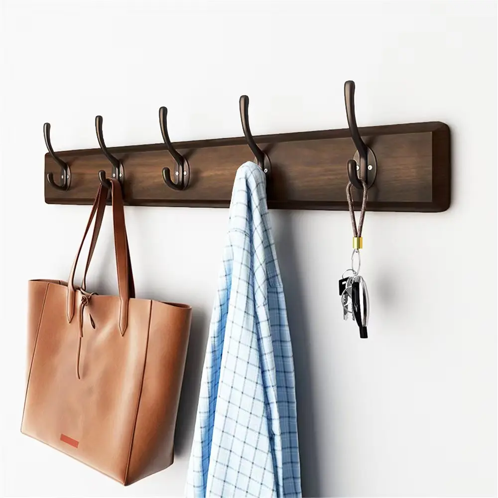 Wall Hook Bedroom Wood Hooks Towel Hook For Kitchen Stainless Steel Coat Rack Clothes Hanger Door Back Bathroom Accessories