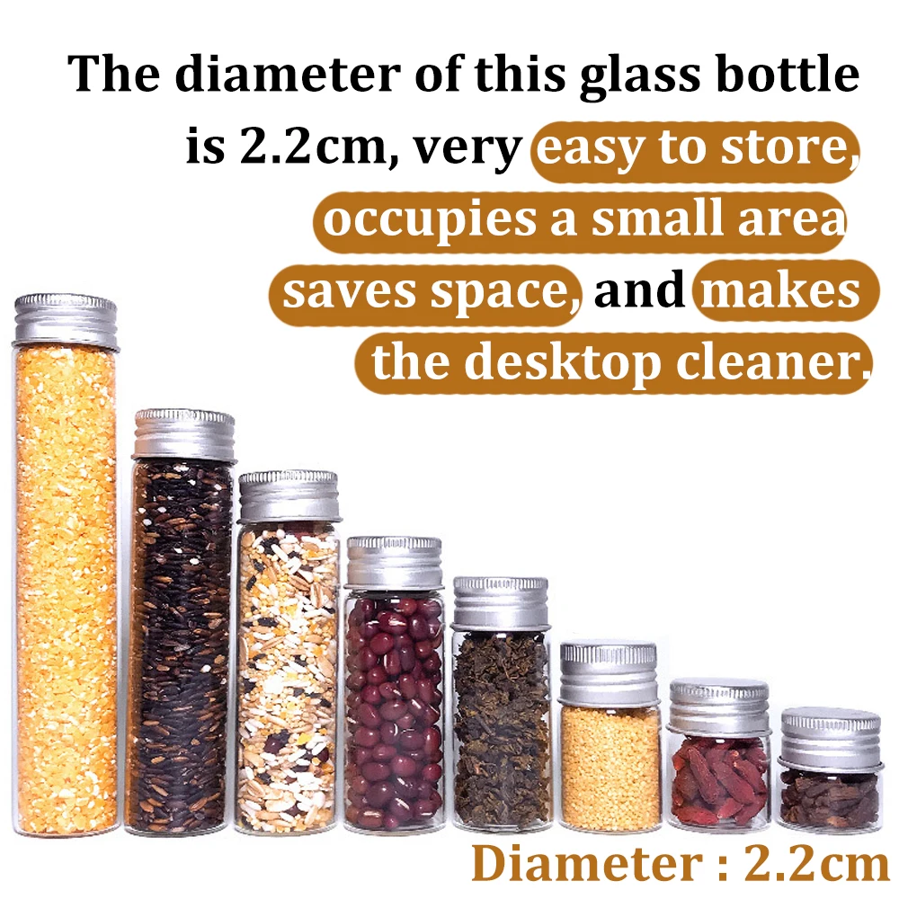 5PCS Mini Glass Bottles with Screw Caps  Aluminum Top Metal Lids 5-30ML Small Glass Sample Bottle Essential Oils Home Storage 4