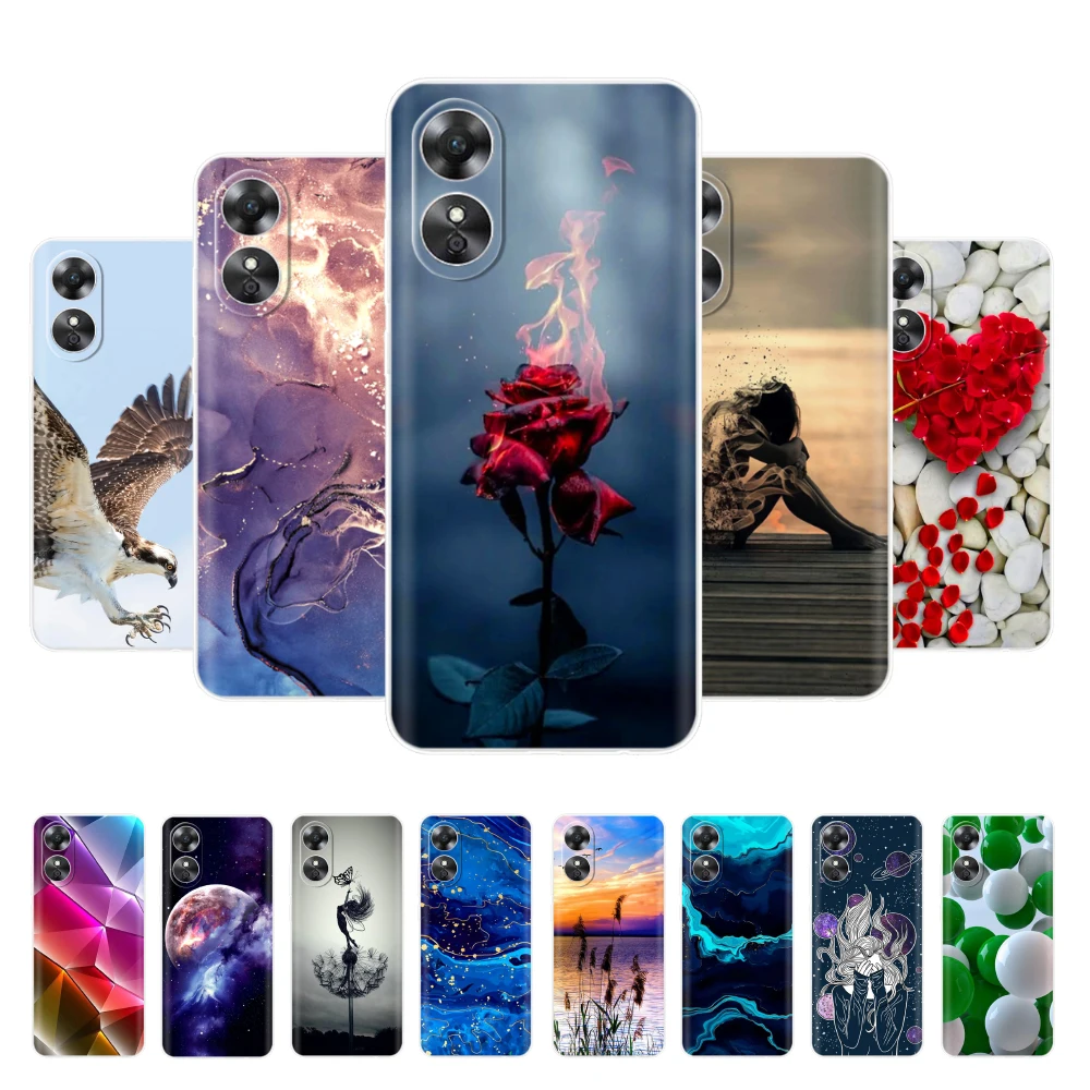 Per Oppo A17 Custodia A 17 4G Tpu Soft Clear Lion Cat Fundas Posteriore Trasparente Per Oppo A17 2022 Cover In Silicone Oppoa17 Cph2477