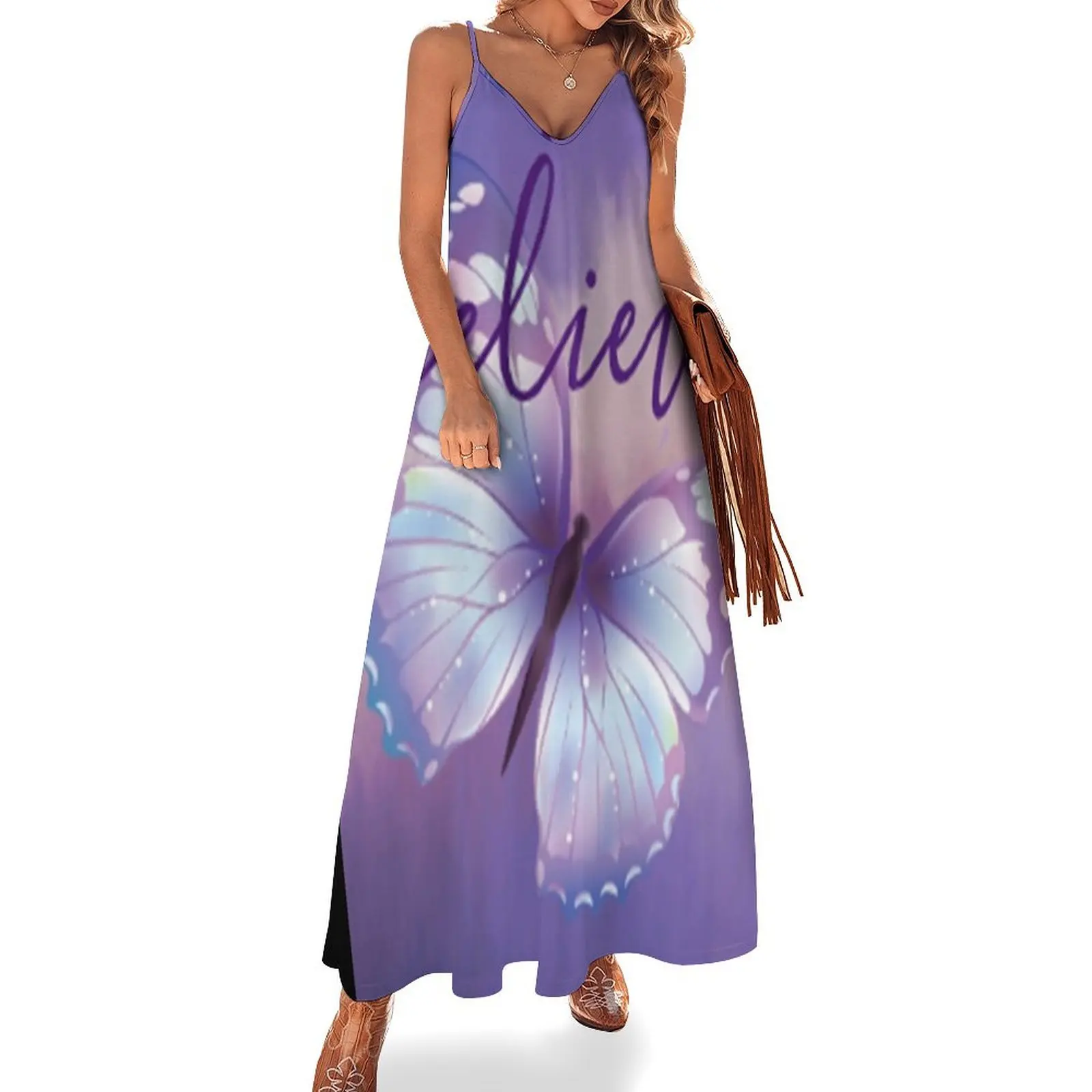 

Believe ~ Purple Pastel Butterfly Sleeveless Dress Casual dresses dresses for women 2024 luxury designer party beach dresses