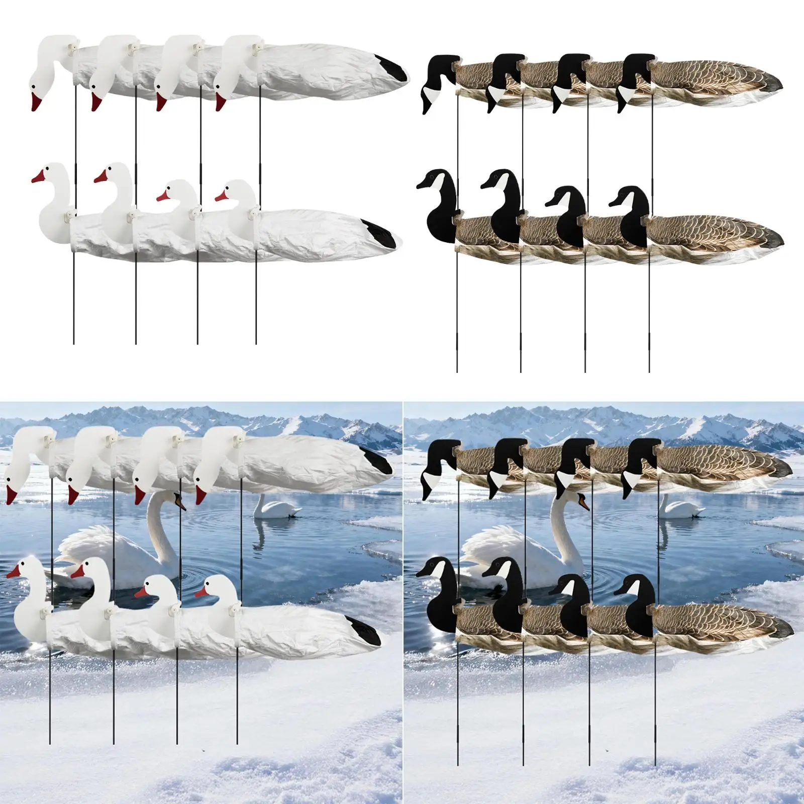 Leurres d'oies empilables légers résistants aux intempéries avec papier fer pour attirer les oiseaux étang chasse