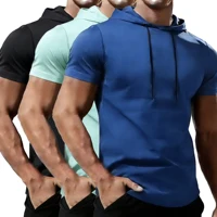 T-shirt de course pour homme, vêtements de sport, hauts à capuche, tee-shirt, survêtement d'entraînement, vêtements de sport pour homme, t-shirt de sport élastique pour la salle de sport, fitness 1