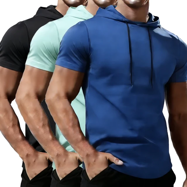 T-shirt de course pour homme, vêtements de sport, hauts à capuche, tee-shirt, survêtement d'entraînement, vêtements de sport pour homme, t-shirt de sport élastique pour la salle de sport, fitness 1