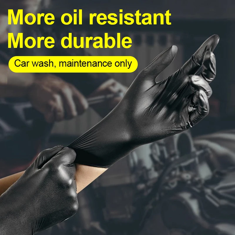 Disposable composite nitrile gloves PVC nitrile synthetic black high elasticity household car cleaning protective gloves