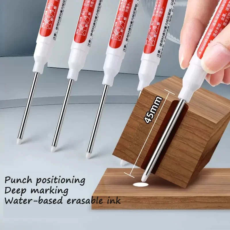 7/8/9/10PCS White Water-Based Long-Tip Marker, 45MM Multi-functional Deep Hole Marker Pens, 1.0MM Fiber Nib 5