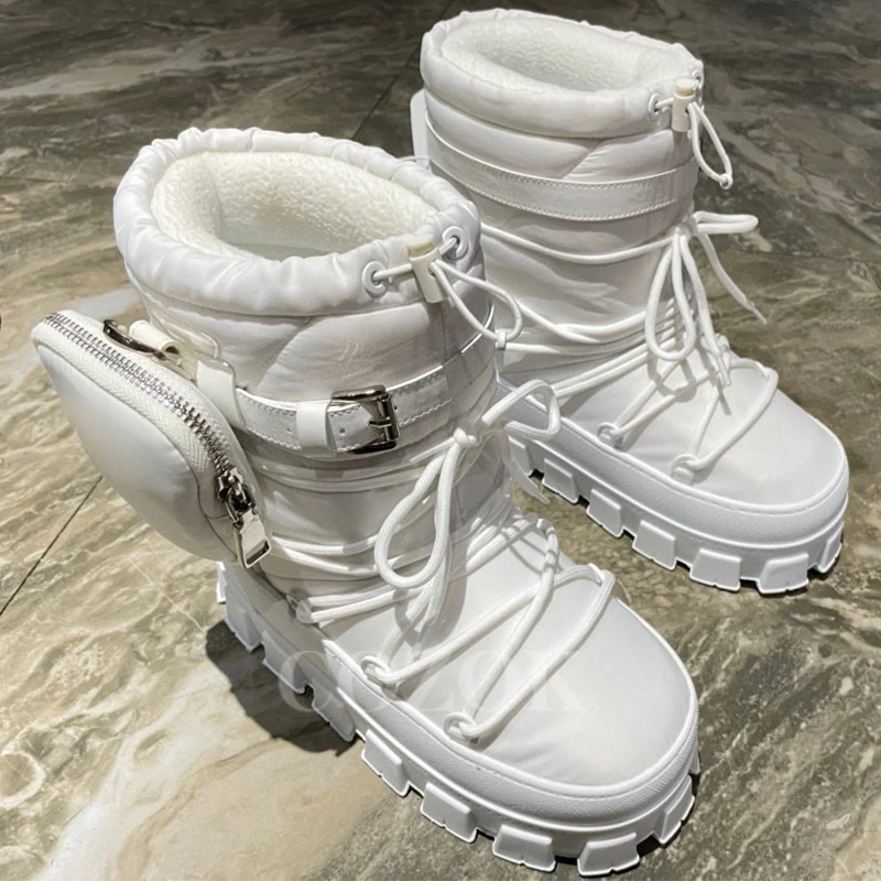 

Free Shipping Warm Short Boots Autumn New Pocket Design Thick Bottom Ladies Boots Comfortable Foot Feel Platform Women Shoes