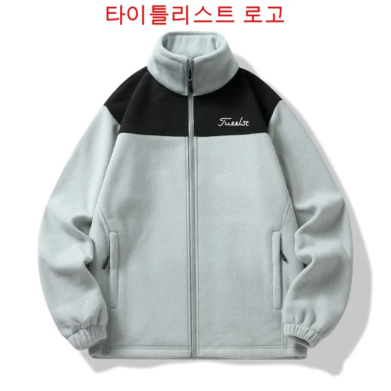 

Brand Titlesit Golf Jackets Men and Women Winter Fleece-lined Warm Coat Lamb Velvet Plus Large Size Loose Men Fleece Sweatshirt