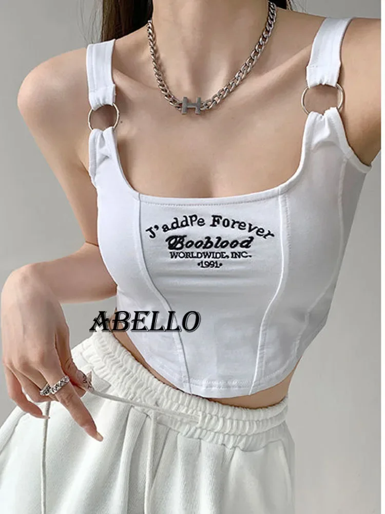 

Женская майка Y2K, кроп-топы маленького размера с передней планкой, Яркие топы для женщин, одежда для женщин, y2k, коричневый, белый, синий цвета