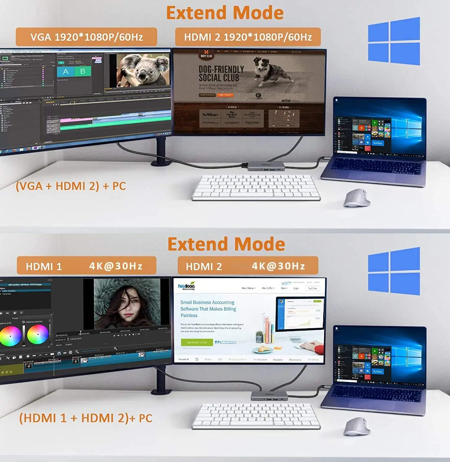 Hub USB C 10-in-1 triplo display tipo C Hub [porta di uscita HDI 4K