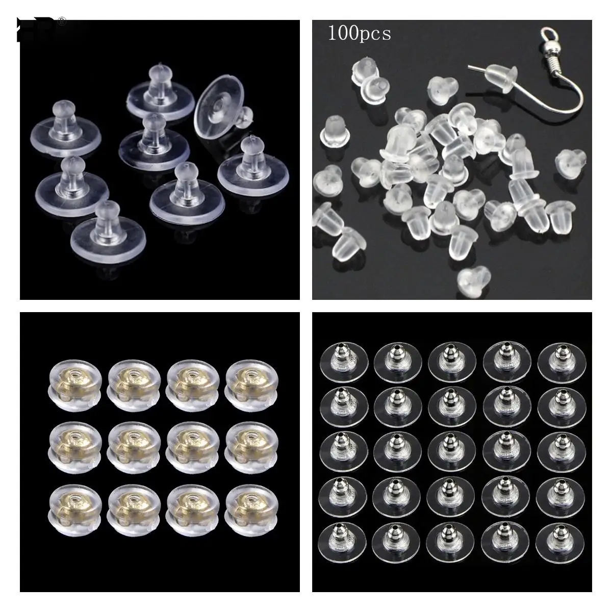 100-500pcs Transparent Soft Silicone Rubber Earring Back Ear Stopper Clasp  For Making Earring DIY Jewelry