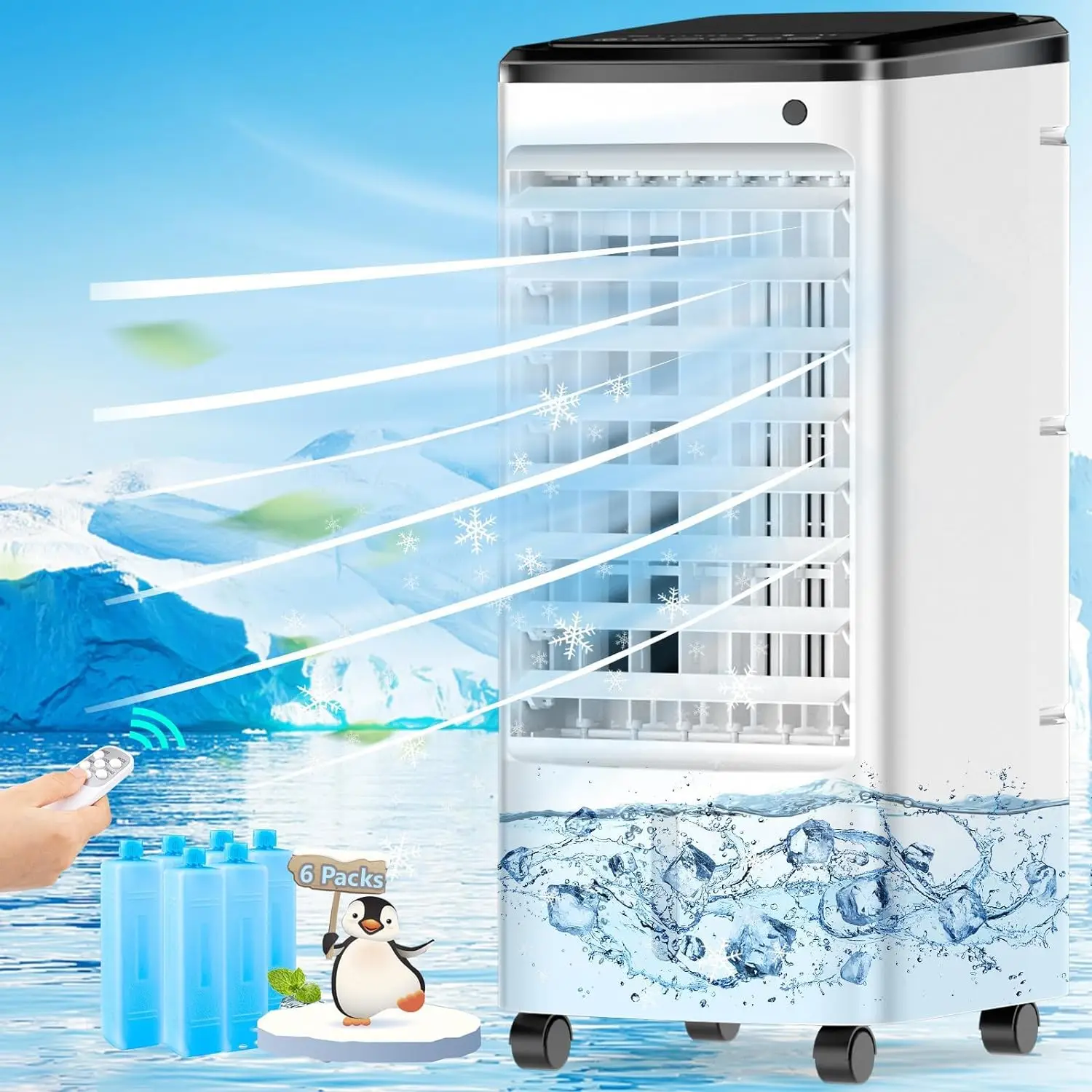 

Air Conditioners[ 2023 Newest], 3 IN 1Air Conditioner Portable for Room, 65° Oscillation Swamp Cooler with 3 Wind Speeds, 4 Mod