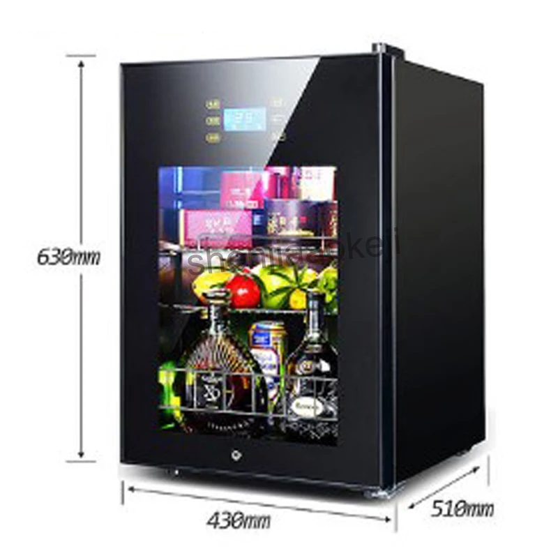 62L chladný úložný chladnička víno refrigerators průhledná sklo dveře čaj nápoje freezers -5to10 stupňů C jídlo ukázkové skříň