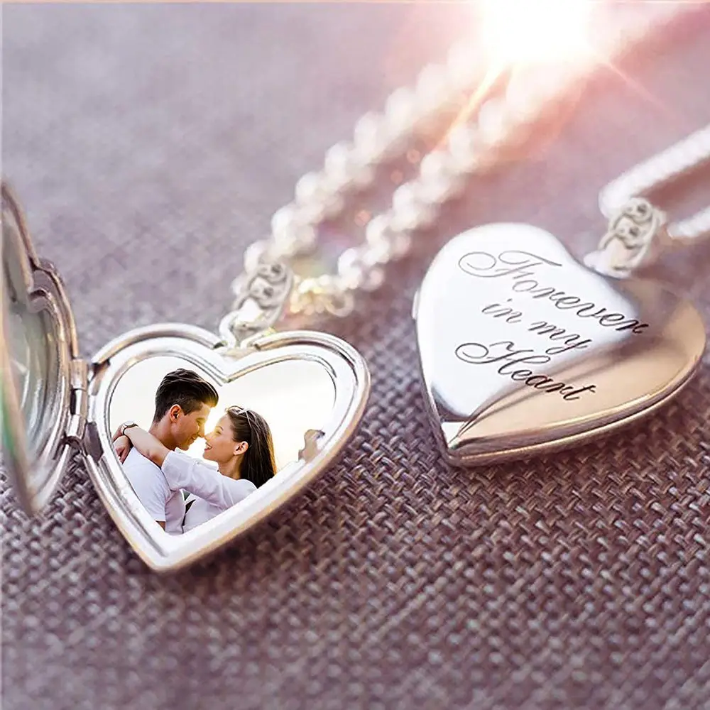 Silver Color Love Heart Locket Pendants for Women Men Openable - Main Image